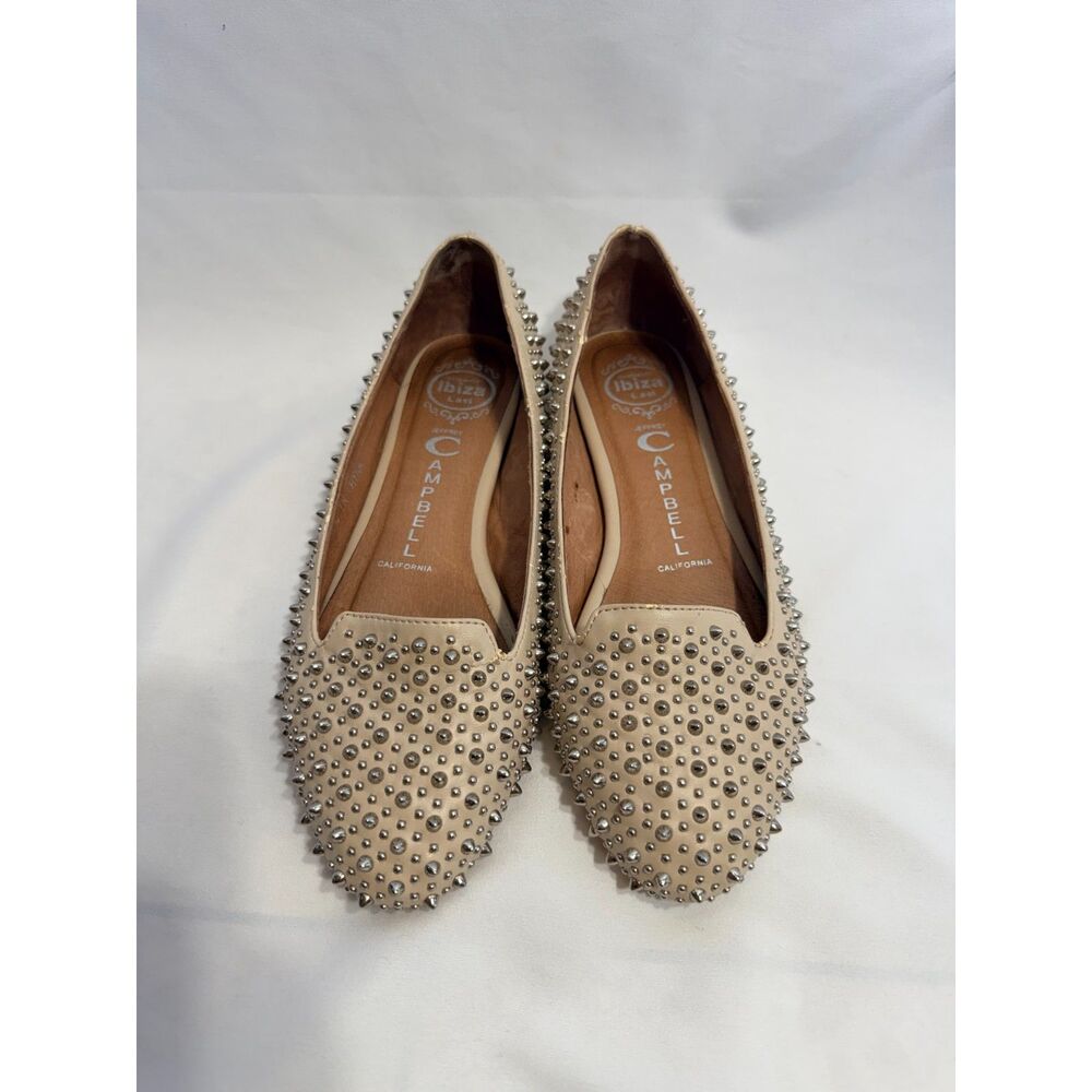 Jeffrey Campbell Martini-SP Ibiza Last Studded Spike Flats Beige Size 37